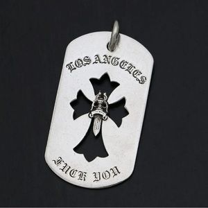 Vintage Chrome Hearts Los Angeles F*ck You Dog Tag Cutout Cross /Dagger 1998